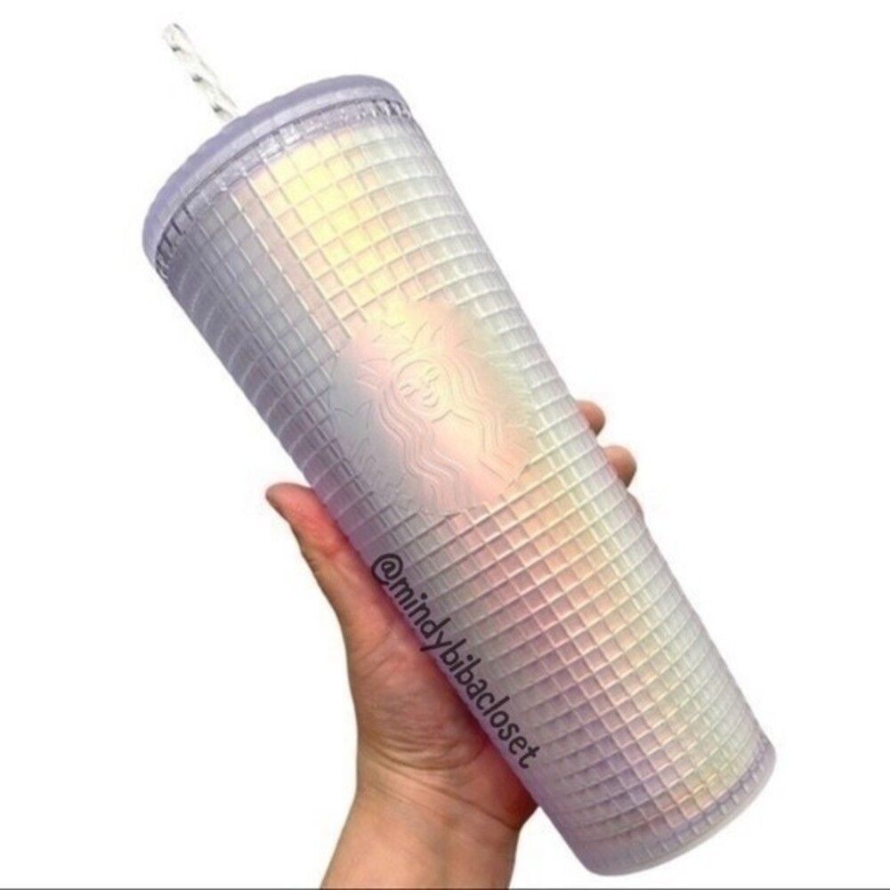 Starbucks 2022 Unicorn iridescent white soft touch Grid Pattern venti tumbler